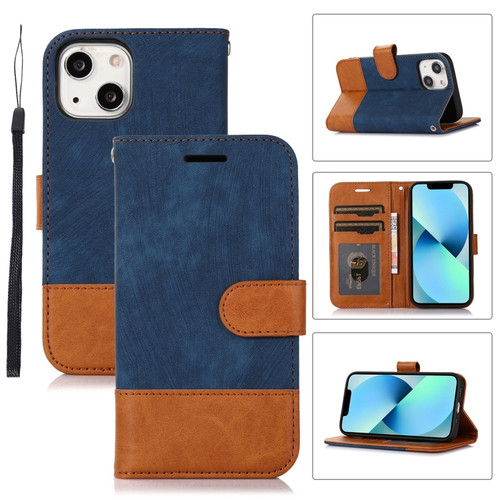 iPhone 13 mini Splicing Leather Phone Case - Dark Blue