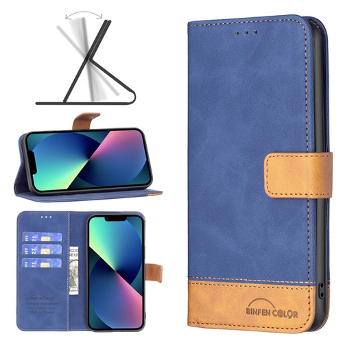 iPhone 13 mini BF11 Color Matching Skin Feel Leather Phone Case  - Blue