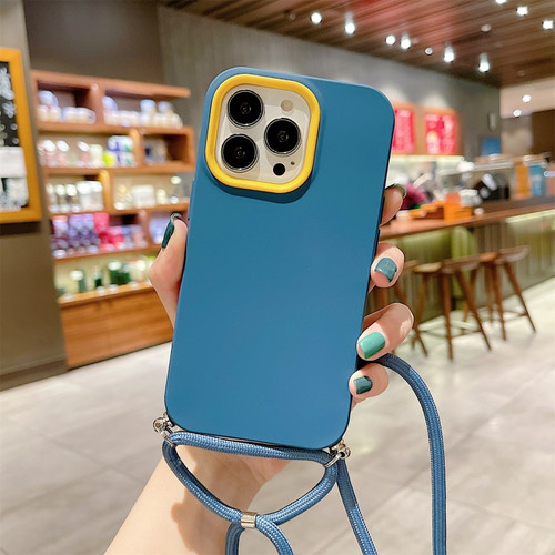 iPhone 13 mini 3 In 1 PC + TPU Solid Color Phone Case  - Blue