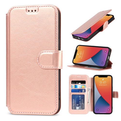 iPhone 13 mini Shockproof PU + TPU Leather Case with Card Slots & Holder & Photo Frame & Wallet  - Rose Gold