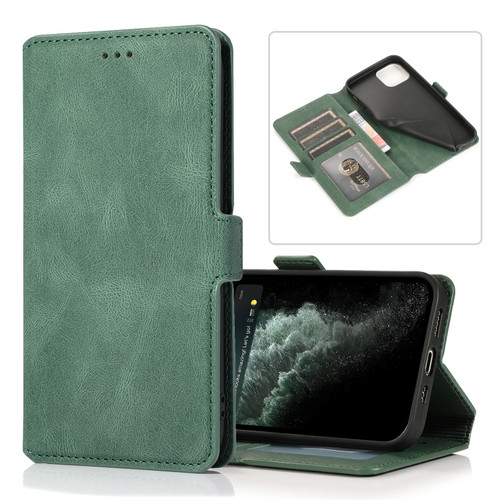 iPhone 13 mini Retro Magnetic Closing Clasp Horizontal Flip Leather Case with Holder & Card Slots & Photo Frame & Wallet  - Green