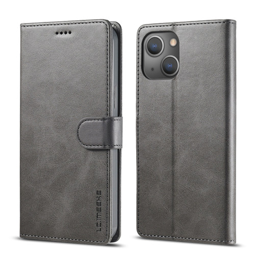 iPhone 13 mini LC.IMEEKE Calf Texture Horizontal Flip Leather Case with Holder & Card Slots & Wallet  - Grey