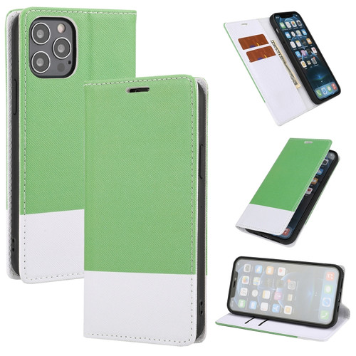 iPhone 13 mini Cross Texture Color Matching Strong Magnetic Horizontal Flip Leather Case with Card Slots & Holder & Wallet  - Green