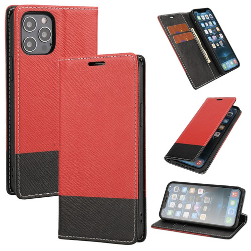 iPhone 13 mini Cross Texture Color Matching Strong Magnetic Horizontal Flip Leather Case with Card Slots & Holder & Wallet  - Red