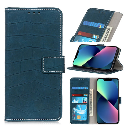 iPhone 13 mini Crocodile Texture Horizontal Flip Leather Case with Holder & Card Slots & Wallet  - Dark Green