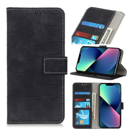 iPhone 13 mini Crocodile Texture Horizontal Flip Leather Case with Holder & Card Slots & Wallet  - Black