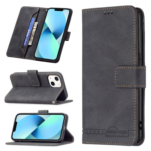 iPhone 13 mini Magnetic Clasp RFID Blocking Anti-Theft Leather Case with Holder & Card Slots & Wallet  - Black