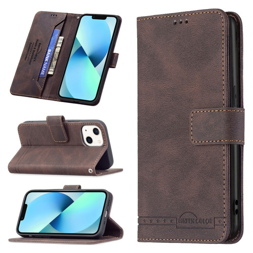 iPhone 13 mini Magnetic Clasp RFID Blocking Anti-Theft Leather Case with Holder & Card Slots & Wallet  - Brown