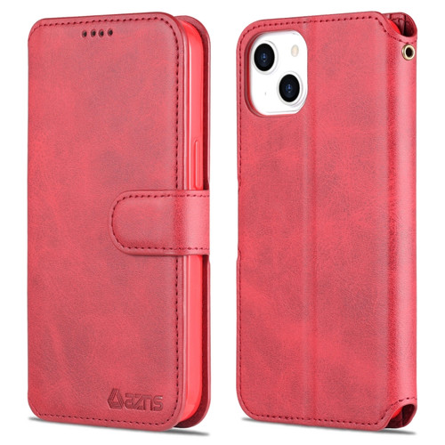 iPhone 13 mini AZNS Calf Texture Horizontal Flip Leather Case with Holder & Card Slots & Wallet & Photo Frame  - Red