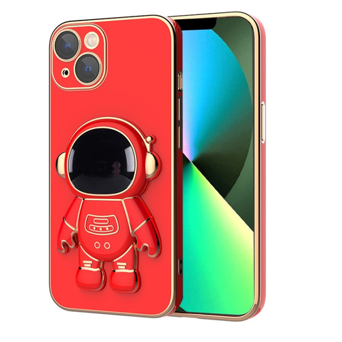 iPhone 13 mini Plating Astronaut Holder Phone Case  - Red