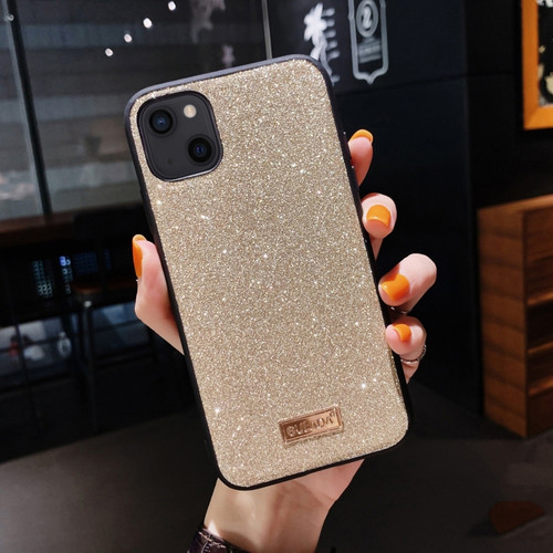 iPhone 13 mini SULADA Shockproof TPU + Handmade Leather Case  - Gold