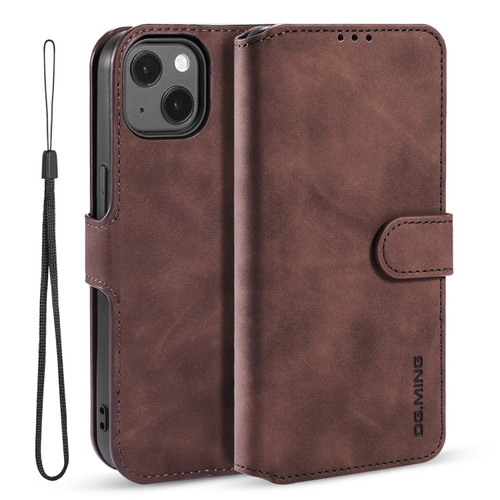 iPhone 13 mini DG.MING Retro Oil Side Horizontal Flip Leather Case with Holder & Card Slots & Wallet  - Coffee