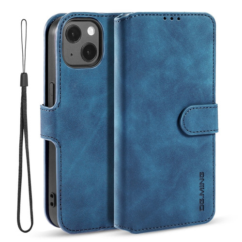 iPhone 13 mini DG.MING Retro Oil Side Horizontal Flip Leather Case with Holder & Card Slots & Wallet  - Blue