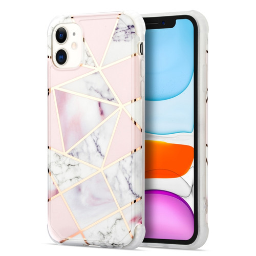 iPhone 13 mini Electroplating Matching Marble IMD Four-Corner TPU Shockproof Case - White