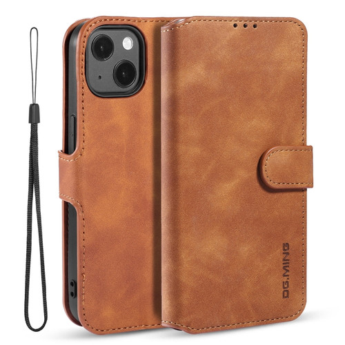 iPhone 13 mini DG.MING Retro Oil Side Horizontal Flip Leather Case with Holder & Card Slots & Wallet  - Brown