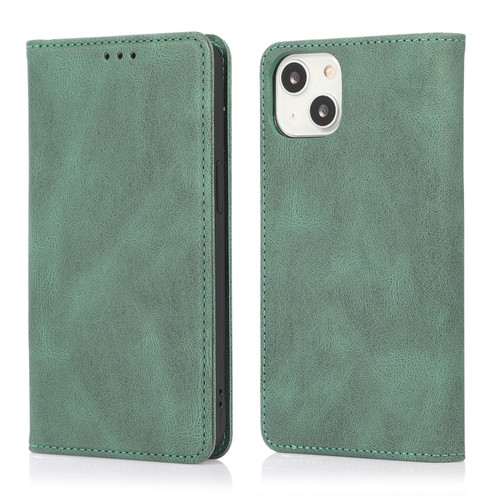 iPhone 13 mini Strong Magnetic Crazy Horse Texture Horizontal Flip Leather Case with Holder & Card Slots & Wallet  - Green