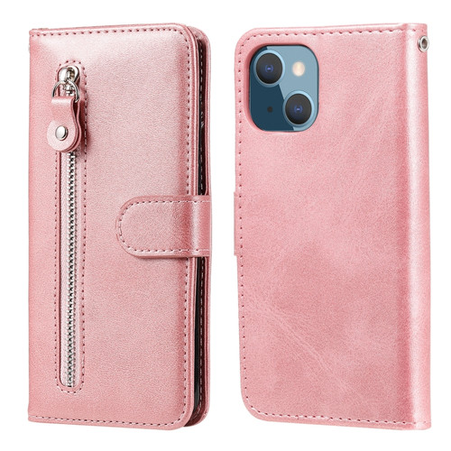 iPhone 13 mini Fashion Calf Texture Zipper Horizontal Flip Leather Case with Stand & Card Slots & Wallet Function  - Rose Gold
