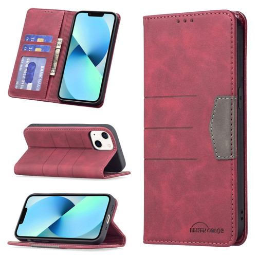 iPhone 13 mini Magnetic Splicing Leather Phone Case  - Red