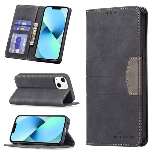 iPhone 13 mini Magnetic Splicing Leather Phone Case  - Black