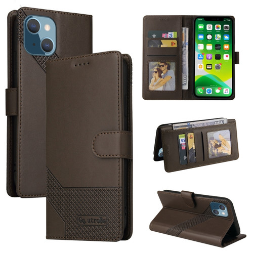 iPhone 13 mini GQUTROBE Skin Feel Magnetic Leather Phone Case  - Brown