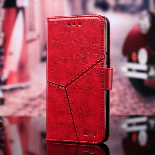 iPhone 13 mini Geometric Stitching Horizontal Flip TPU + PU Leather Case with Holder & Card Slots & Wallet  - Red