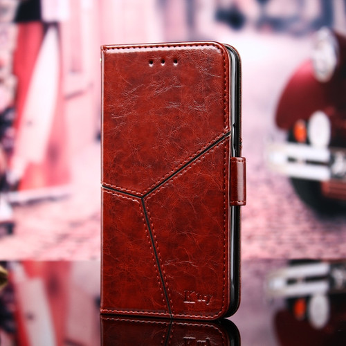 iPhone 13 mini Geometric Stitching Horizontal Flip TPU + PU Leather Case with Holder & Card Slots & Wallet  - Dark Brown