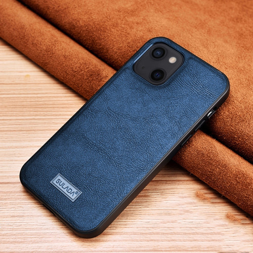 iPhone 13 mini SULADA Shockproof TPU + Handmade Leather Protective Case  - Blue