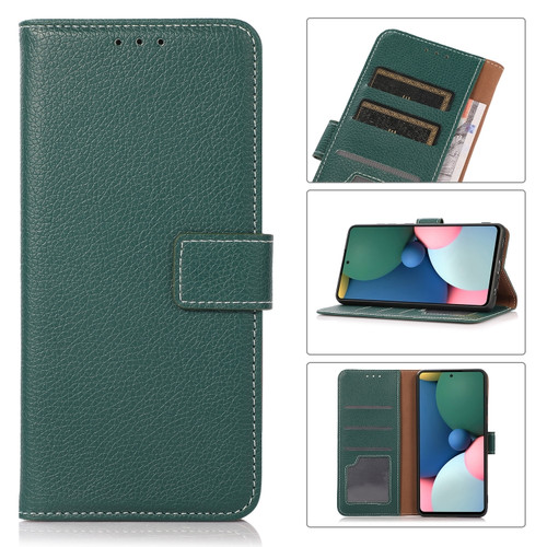 iPhone 13 mini Litchi Texture PU + TPU Horizontal Flip Leather Case with Holder & Card Slots & Wallet  - Dark Green