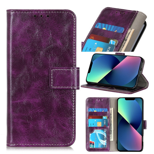 iPhone 13 mini Retro Crazy Horse Texture Horizontal Flip Leather Case with Holder & Card Slots & Photo Frame & Wallet  - Purple