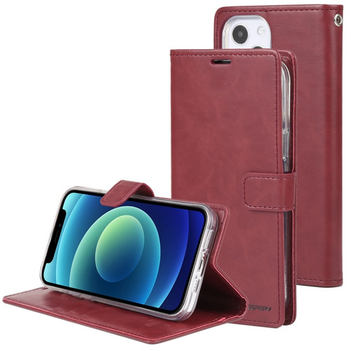 iPhone 13 mini GOOSPERY BLUE MOON Crazy Horse Texture Horizontal Flip Leather Case with Holder & Card Slot & Wallet  - Wine Red