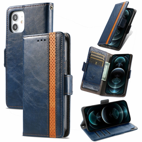 iPhone 13 mini CaseNeo Business Splicing Dual Magnetic Buckle Horizontal Flip PU Leather Case with Holder & Card Slots & Wallet   - Blue