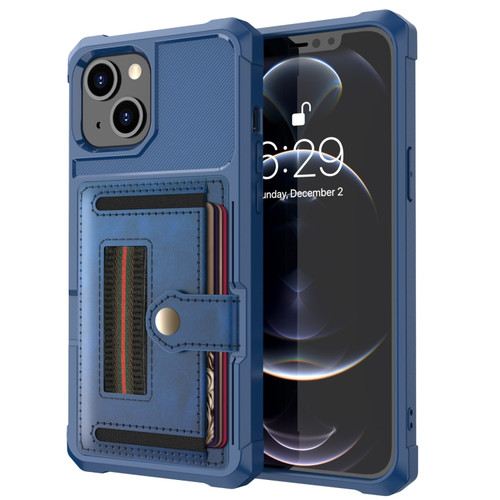 iPhone 13 mini ZM06 Card Bag TPU + Leather Phone Case  - Blue