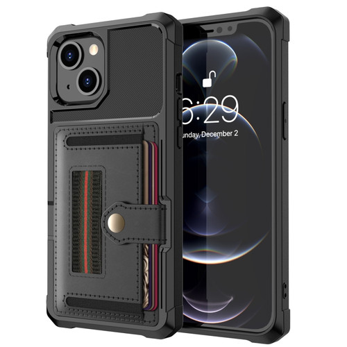 iPhone 13 mini ZM06 Card Bag TPU + Leather Phone Case  - Black