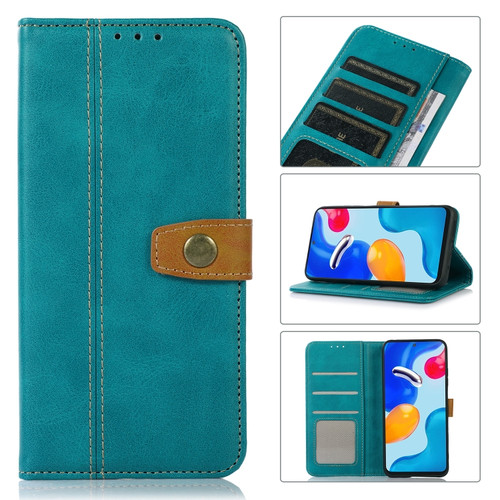 iPhone 13 mini Stitching Thread Calf Texture Leather Phone Case  - Light Green