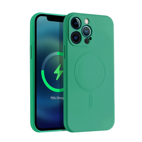 iPhone 13 mini Liquid Silicone Full Coverage Shockproof Magsafe Case  - Dark Green