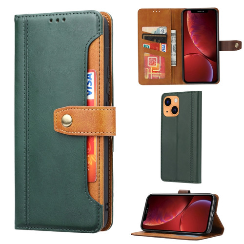 iPhone 13 mini Calf Texture Double Fold Clasp Horizontal Flip Leather Case with Photo Frame & Holder & Card Slots & Wallet  - Green
