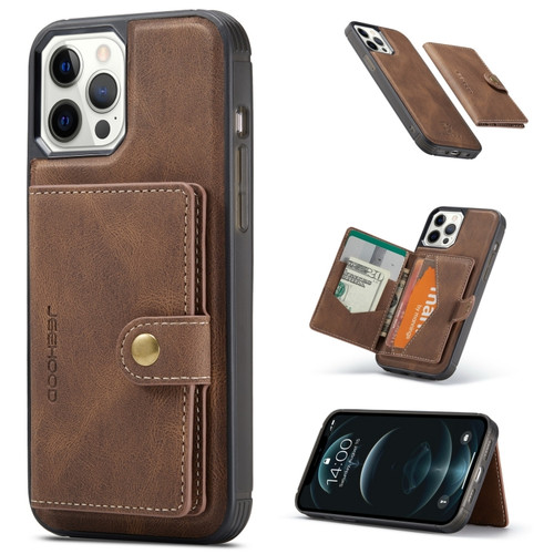 iPhone 13 mini JEEHOOD Retro Magnetic Detachable Protective Case with Wallet & Card Slot & Holder  - Brown