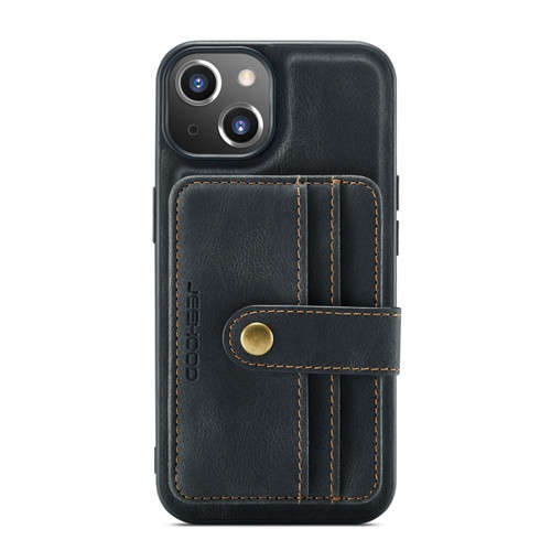 iPhone 13 mini JEEHOOD Anti-theft Brush Magnetic PU + TPU Protective Case with Card Slot  - Black