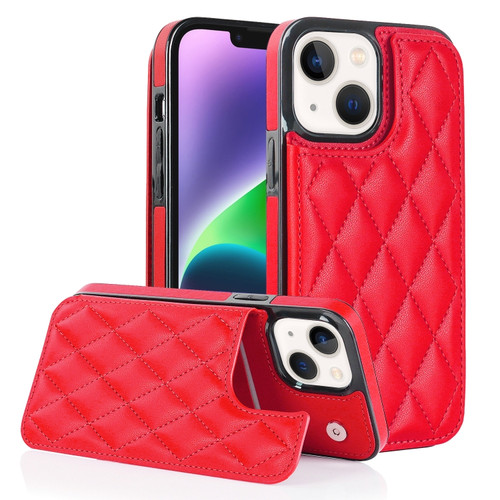 iPhone 13 mini Double Buckle Rhombic PU Leather Phone Case - Red