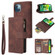 iPhone 13 mini Multifunctional Phone Leather Case with Card Slot & Holder & Zipper Wallet & Photo Frame  - Coffee