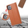 iPhone 13 mini Plain Weave Cowhide Genuine Leather Phone Case  - Brown