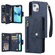 iPhone 13 mini Rivet Buckle 9 Cards Three Fold Leather Phone Case  - Blue