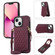 iPhone 13 mini Rhombic Texture RFID Phone Case with Lanyard & Mirror - Wine Red