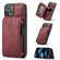 iPhone 13 mini CaseMe C20 Multifunctional PC + TPU Protective Case with Holder & Card Slot & Wallet  - Red