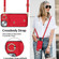 iPhone 13 mini Zipper Card Bag Phone Case with Dual Lanyard - Red