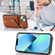 iPhone 13 mini Zipper Card Bag Phone Case with Dual Lanyard - Brown
