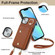 iPhone 13 mini Zipper Card Bag Phone Case with Dual Lanyard - Brown