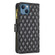 iPhone 13 mini Diamond Lattice Zipper Wallet Leather Flip Phone Case  - Black