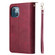 iPhone 13 mini 9 Card Slots Zipper Wallet Bag Leather Phone Case  - Wine Red