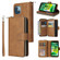 iPhone 13 mini 9 Card Slots Zipper Wallet Bag Leather Phone Case  - Brown